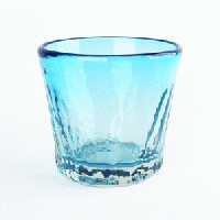 ガラス工房清天　小波ロックグラス(水色)