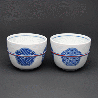 忠之助商店 / 上出長右衛門窯 煎茶碗 黄線文 /2客セット