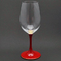 山久漆工　JAPAN Glass(白ワイングラス/朱漆 天縁金蒔絵)