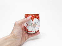 香蘭社　赤繪町工房 山茶花 湯呑み