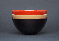 土直漆器　堅牢 欅ライス椀　3色セット(溜・洗朱・白)