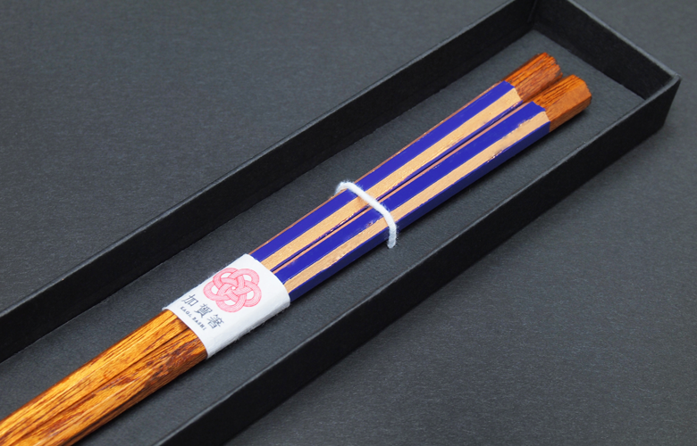 加賀箸　欅八角(塗分金箔 紫)