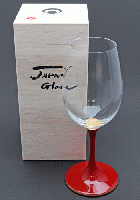 山久漆工　JAPAN Glass(白ワイングラス/朱漆 天縁金蒔絵)