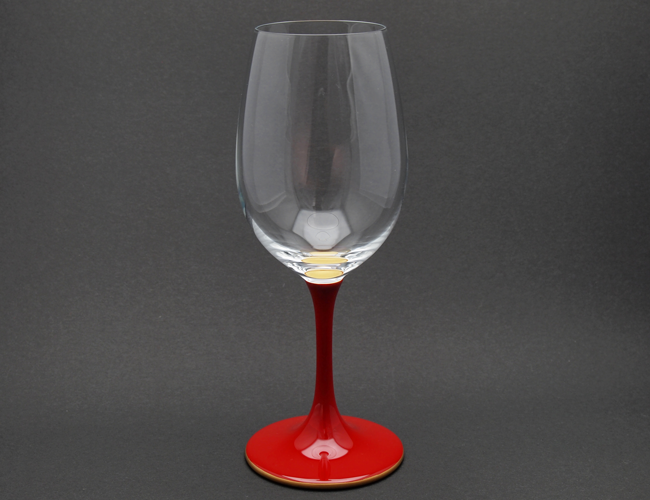 山久漆工　JAPAN Glass(白ワイングラス/朱漆 天縁金蒔絵)