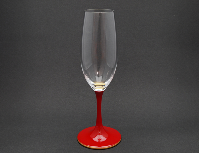 山久漆工　JAPAN Glass(シャンパングラス/朱漆 天縁金蒔絵)