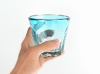 ガラス工房清天　小波ロックグラス(水色)