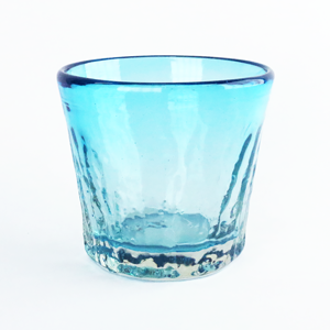 ガラス工房清天　小波ロックグラス(水色)