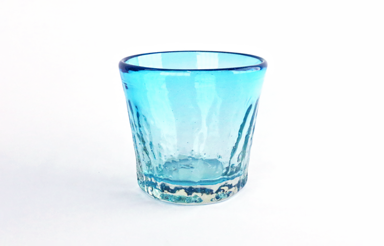 ガラス工房清天　小波ロックグラス(水色)