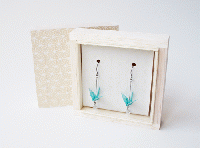 家田紙工　美濃和紙ピアス Origami Jewel Crane (triangles blue)