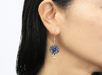 家田紙工　美濃和紙ピアス Origami Jewel 水くるま (郡上藍染/パール)
