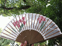 ひしだ　紗月扇　額透かし彫扇 紗月 (蘭/白)