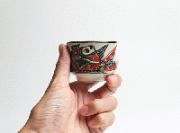 健陶藝　魚紋 カラカラ&ぐい呑みセット (白)