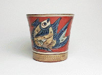 健陶藝　魚紋 フリーカップ・小 (赤)