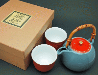 蔵珍窯　利休鼡　茶呑セット(急須&湯呑み2客)