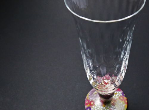 しくお 九谷焼/九谷和グラス/白粒鉄仙u0026金花詰/ ペアロックグラス