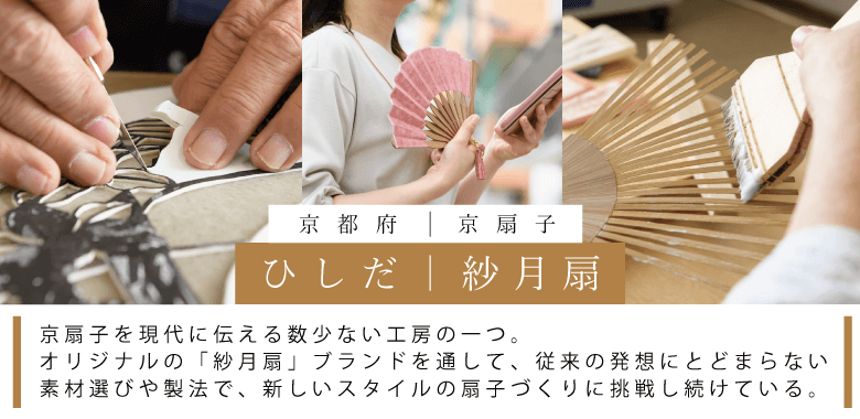 京扇子 ひしだ | 紗月扇 | レザー扇子、額透かし彫扇